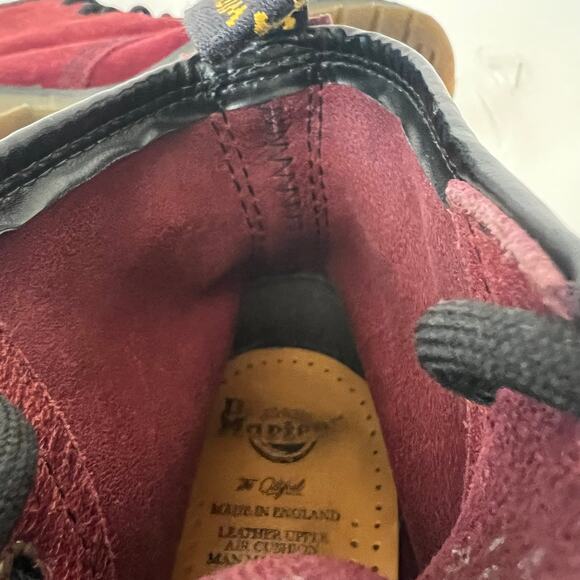 Vintage Dr. Martens Made In England Dark Red Suede Lace Up 6 Eye Boots Size 6 US - Picture 7 of 13